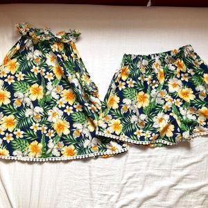 Tropical flower set Shorts and Shirt Size 10-11 Brand SHEIN